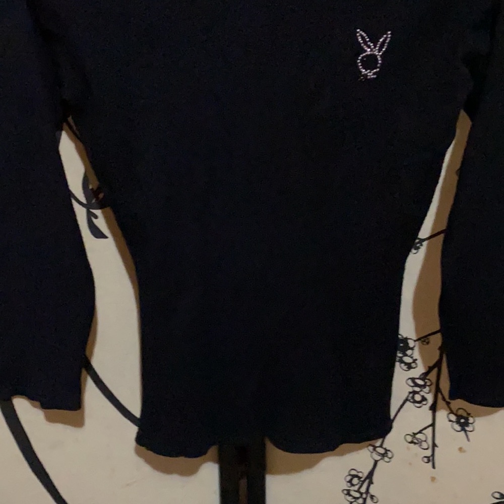 VTG 2000’s Playboy Women’s Black T Shirt Embelished W/Rhinestones Playboy Logo - Picture 8 of 14
